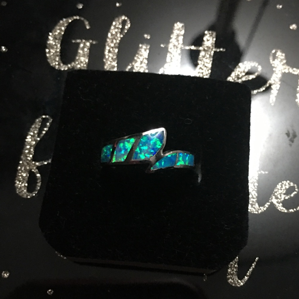 Sterling Silver Ocean blue Fire Opal ring